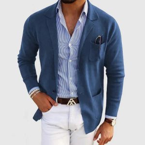 Elegant Herrecardigan med Lommer og Reverskrave
